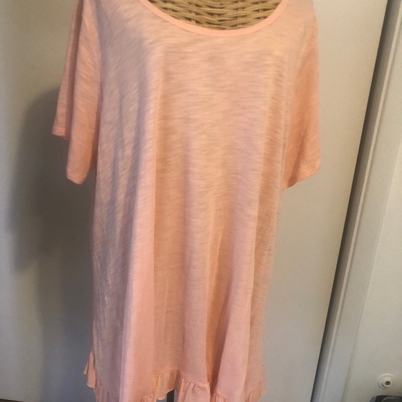 Cupio Woman blush T Shirt Peach Color Ruffle Hem 3X. NWT $48 - Picture 3 of 11